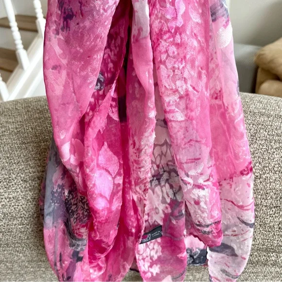 NWT Miss Museum Pink Floral Silk Scarf - Waima Wharf Museum Boutique - Picture 11 of 16